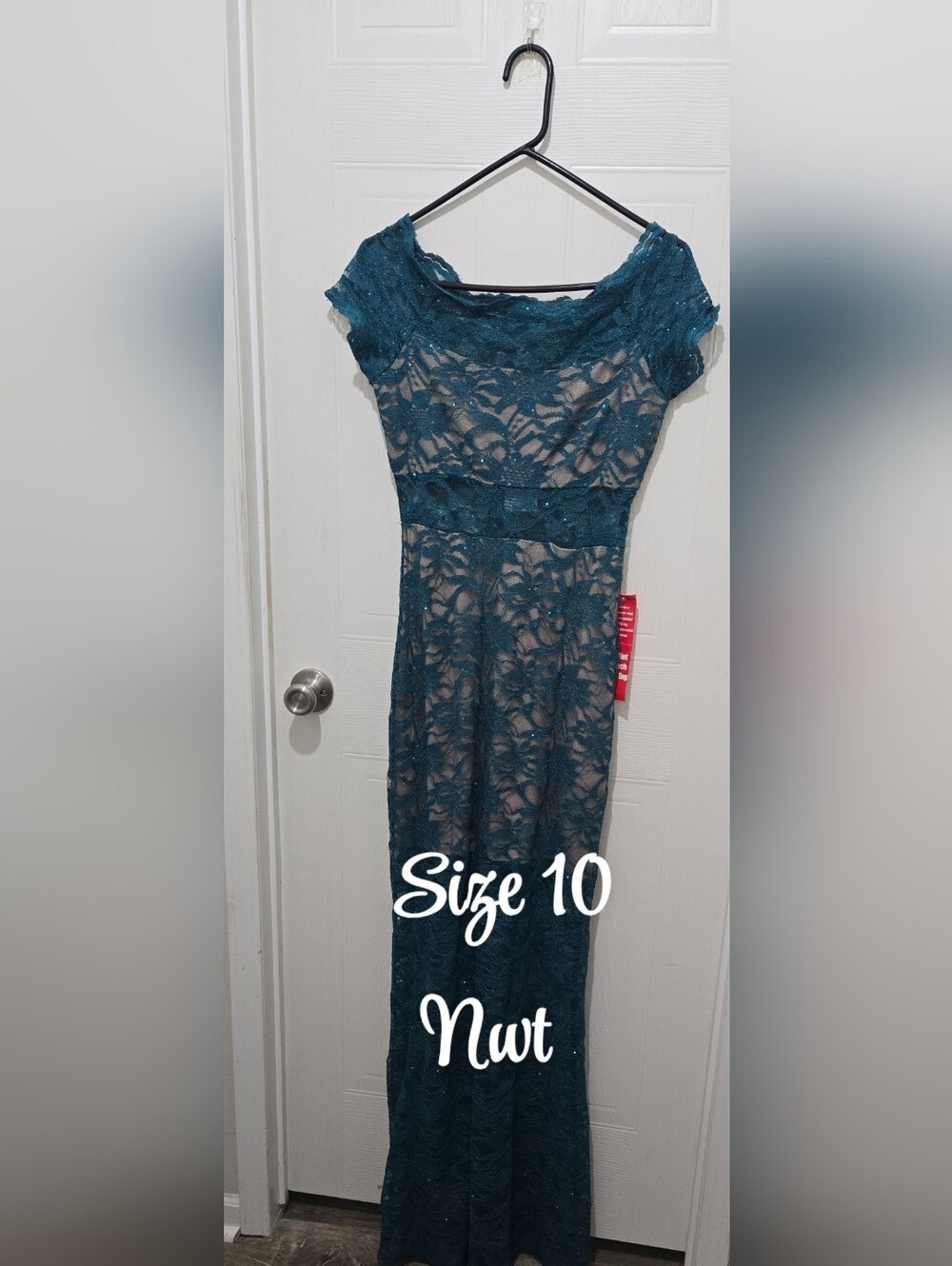Women's Teal Lace Maxi Dress - Size 10